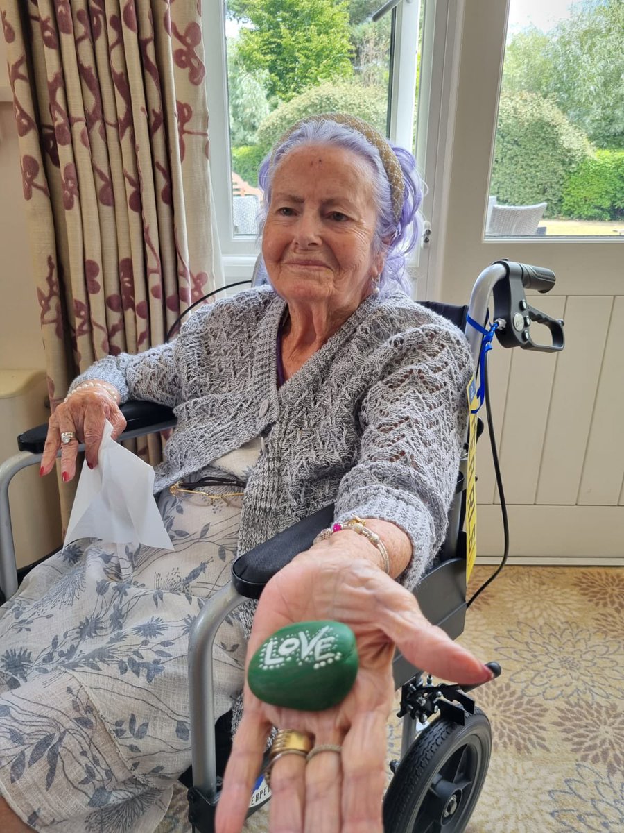 CanterburyAH's tweet photo. Our Resident helping to spread the message ’everyone matters’ by painting the message on the rock for other to find 💕 #droparock #rockart #KindnessMatters https://t.co/puf9dquqOG