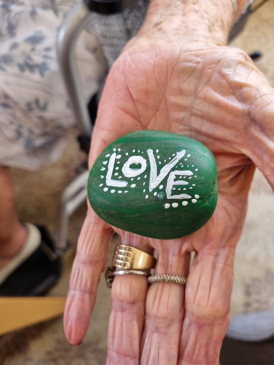 CanterburyAH's tweet photo. Our Resident helping to spread the message ’everyone matters’ by painting the message on the rock for other to find 💕 #droparock #rockart #KindnessMatters https://t.co/puf9dquqOG