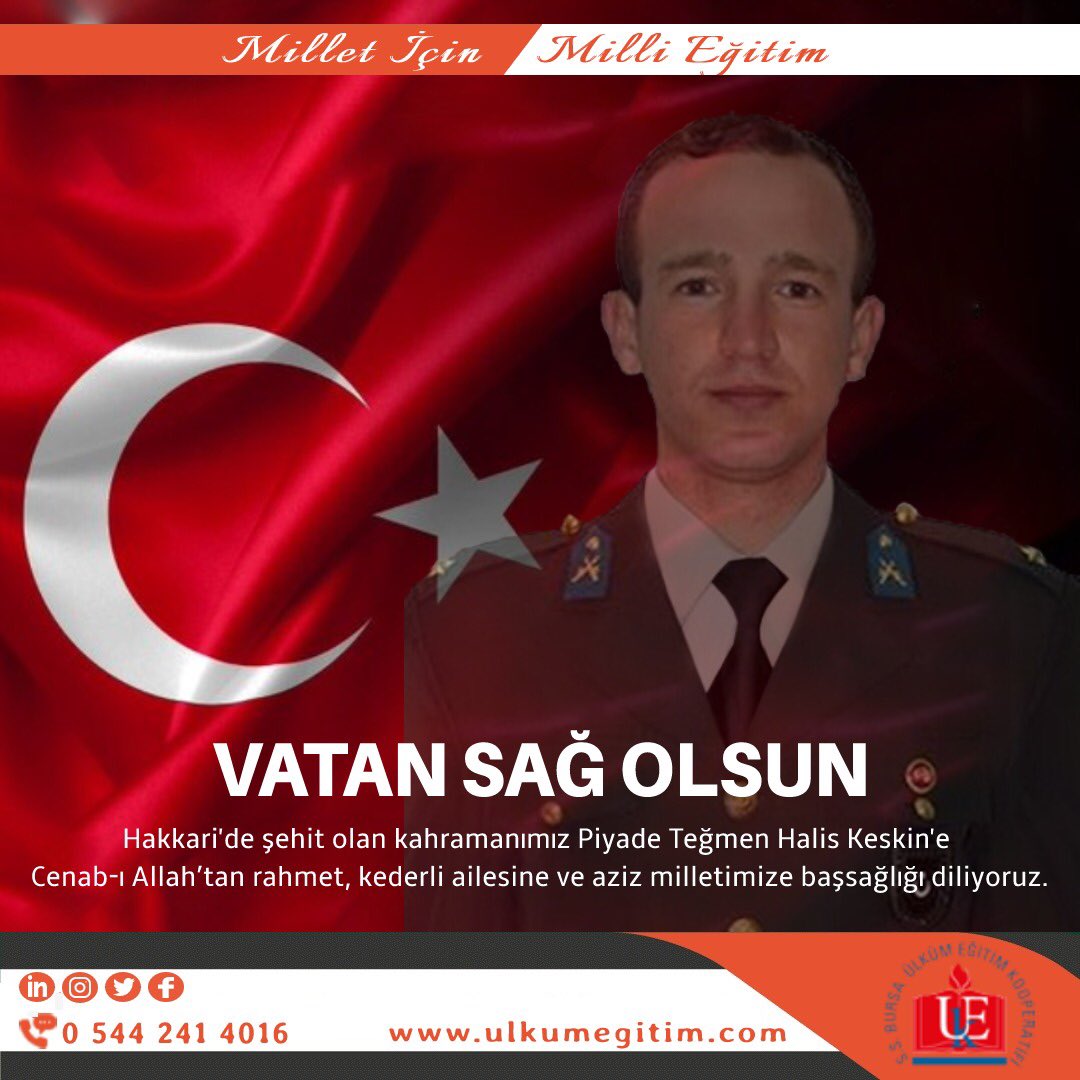 " ŞEHİDİN VAR TÜRKİYE "
Hakkâri'de kaçakçılık olayına müdahale eden unsurda görevli Askerimiz Piyade Teğmen Halis Keskin Barazgir Çayı’na düşerek Şehit oldu.
Türk milletinin başı sağ olsun.