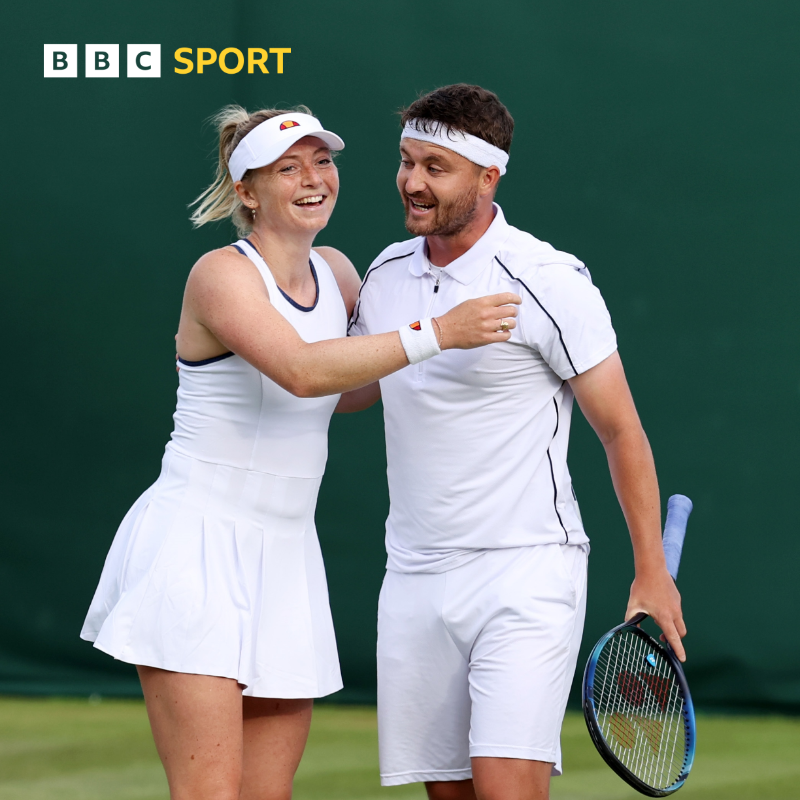BBCSport's tweet photo. Wow! 😯  WHAT a tie-break that was! 😅

Jonny O'Mara and Alicia Barnett win the match tie-break 18-16! 👏 

Venus Williams and Jamie Murray are OUT. 

📺 💻📱 Watch on @BBCiPlayer and follow updates ⬇️ 

#BBCTennis #Wimbledon