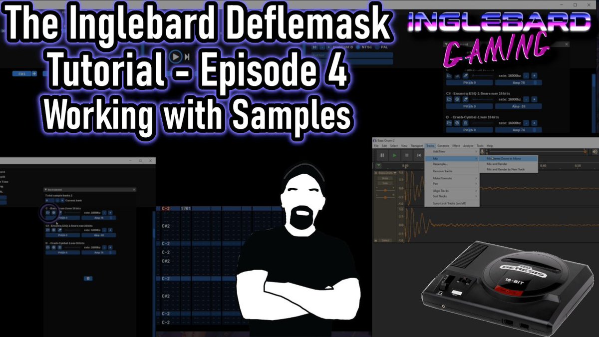 Inglebard4's tweet image. Alrighty, new video! My next #deflemask #tutorial in the series teaches you how to deal with samples on the #segagenesis! I'm tired and have nothing clever to say now so watch it, like it, hit me up on patreon, ko-fi, whatever!

Video Link: youtu.be/pgGtgq0UCfU
#megadrive
