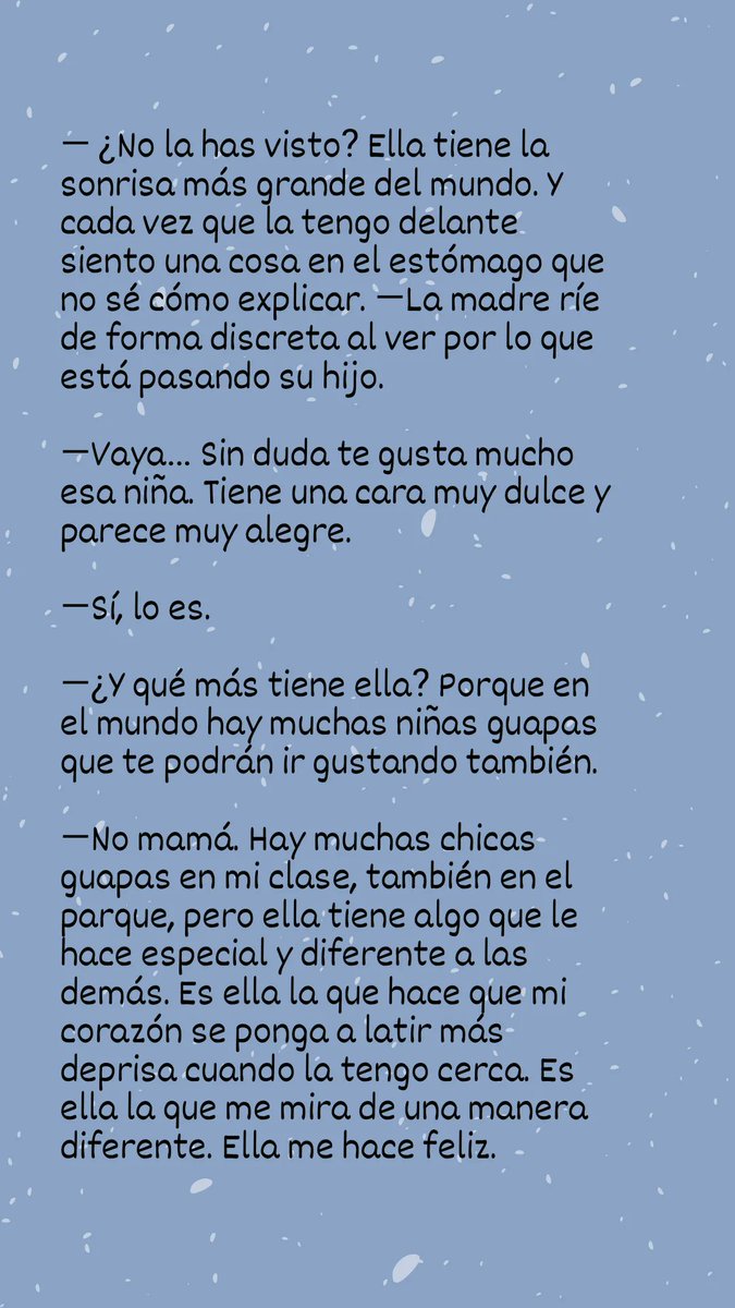 ¿Alguien dudaba que el amor tuviese edad? 🙂 Aquí os dejo un microrrelato de un niño que habla con su madre. ✨
#microcuento #microrelato #novelaromantica