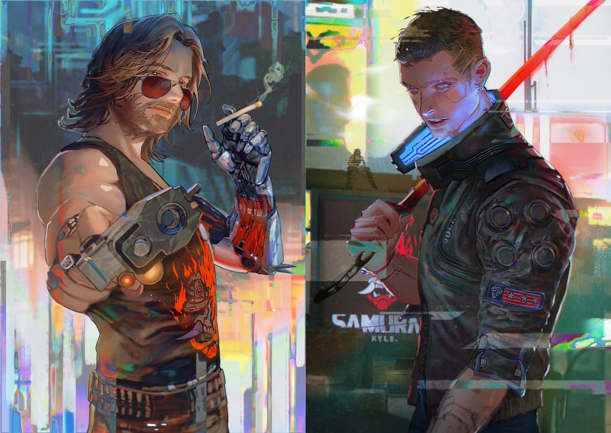 #Cyberpunk2077  fan art i created last year. 
Love these two guys.
I haven't played this game in months, hope to see new DLCs soon <a href="/CDPROJEKTRED/">CD PROJEKT RED</a> 
And happy 20th.
