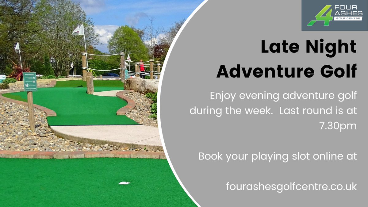 Light nights means later adventure golf playing time and you can now play until 7.30pm during the week and you can get the playing time you want by booking online at fourashesgolfcentre.co.uk   #BrumHour