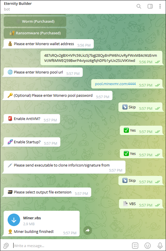 CycuraMX's tweet photo. 👉¿Porqué es peligroso #Eternityproject?
Mediante un bot de Telegram, facilita crear distintos tipos de #malware personalizables, haciéndolo único.
Esto le permite evolucionar y ser más difícil de rastrear.
Vaya, como si fueran variantes de Covid-19. https://t.co/laHMZYAbTR