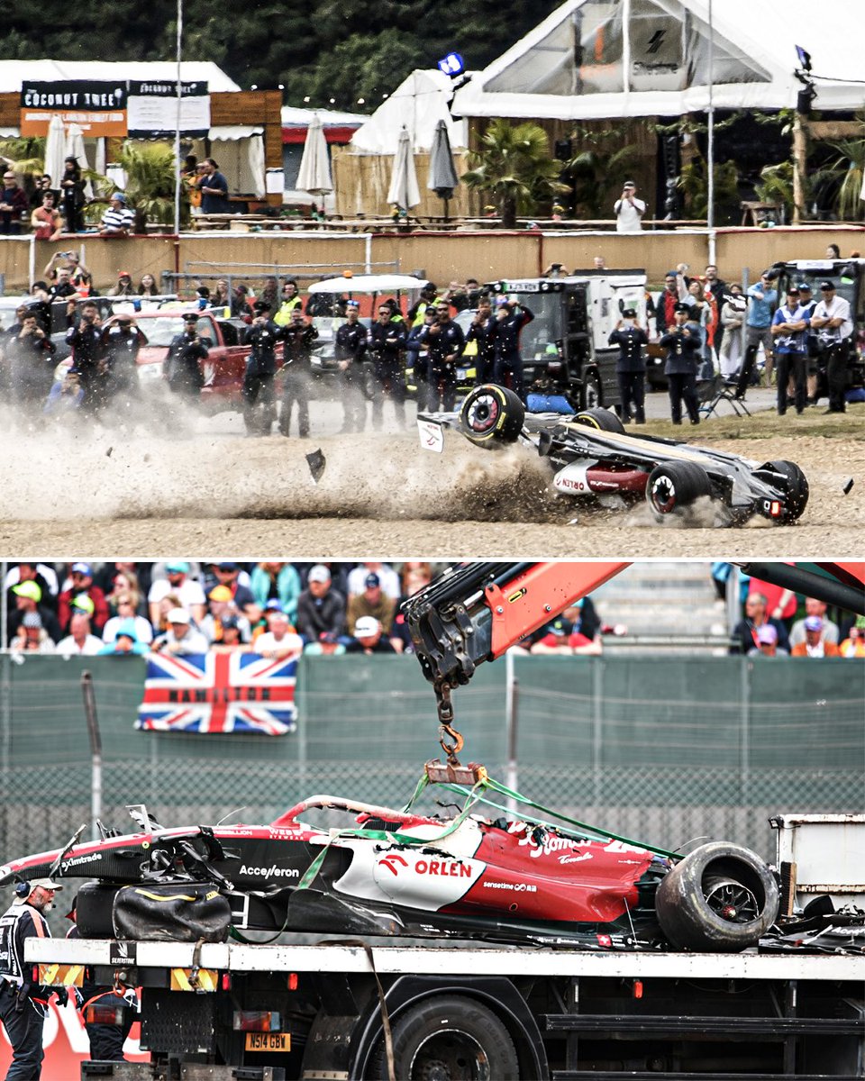 AlexCallejo3's tweet photo. La estructura antivuelco ha salido desprendida. Este accidente de Zhou sin halo no lo cuenta. 
El peso tan alto de estos F1 ha podido tener que ver. Es algo que deben estudiar y mucho. Porque no puede volver a repetirse. https://t.co/5qGUc0zP2D
