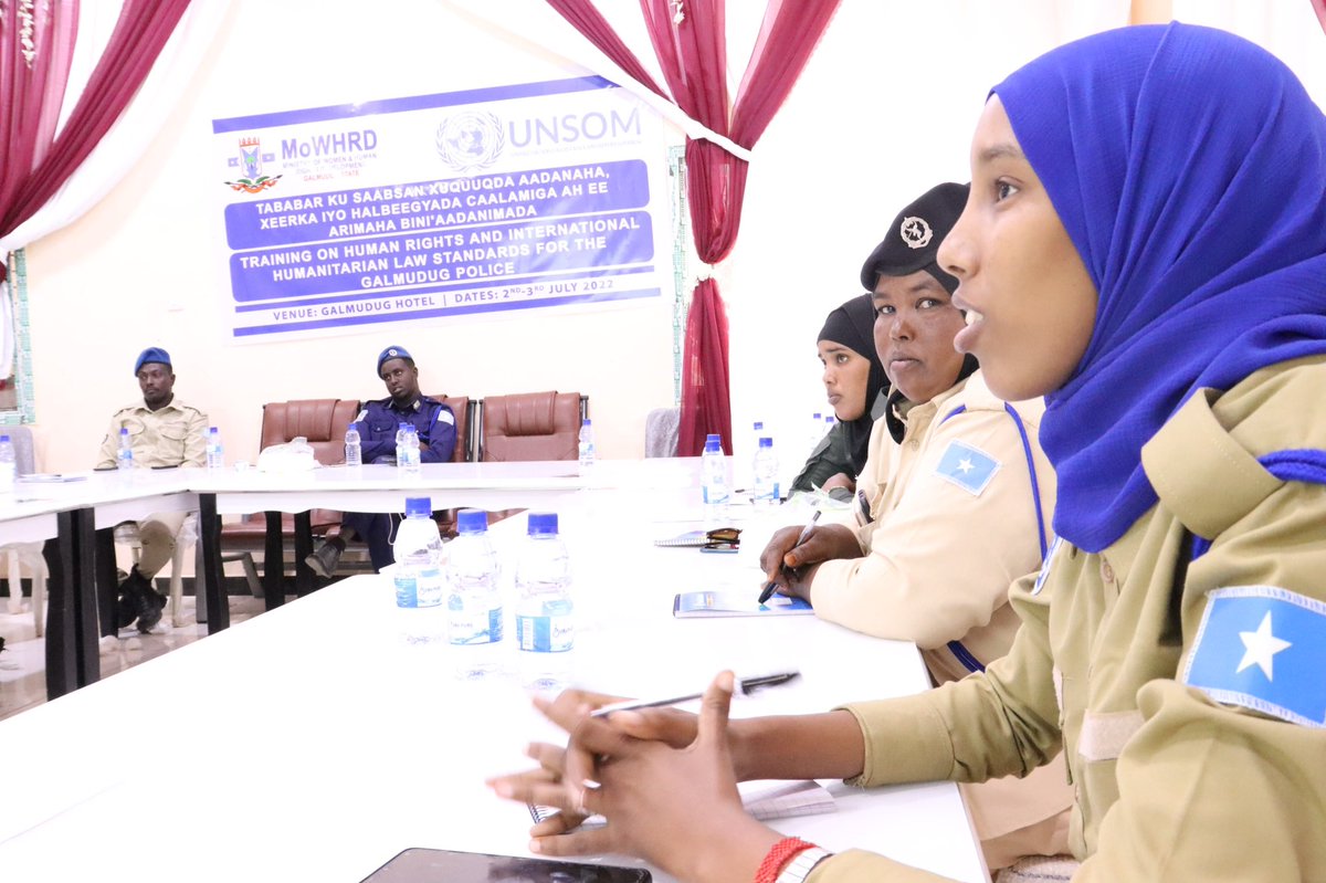 A two days’ workshop was concluded today on human rights and humanitarian law standards training for police in Galmudug to improve the standard of policing in the state.
 <a href="/UNSomalia/">UNSOM</a>