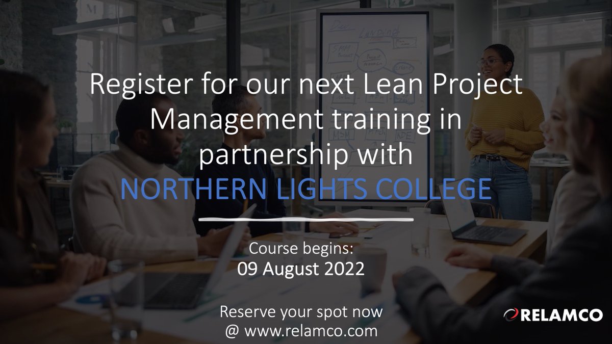 Relamco's tweet photo. Apply the Principles of Lean Thinking to deliver successful projects.

Don't lose your spot, register now at:

https://t.co/xfMuiTqoN9

#OACETT, #strategicthinking #productivity #projectmanagement #projectmanagementtraining #projectleader #PEO, #OSPE, #nrnlights https://t.co/qMRbU95AJL