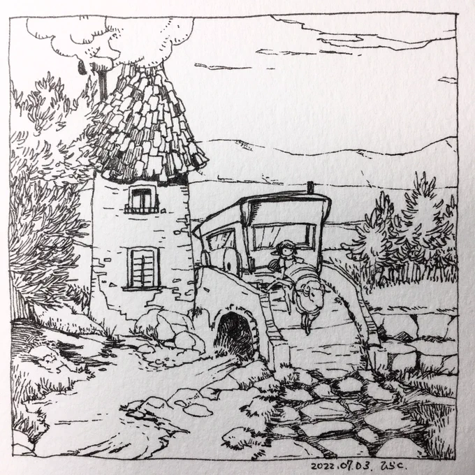 7/3: 
ここを抜けたら休憩しましょう。
Let's take a break after leaving here.

 #Pavot  #ペン画 