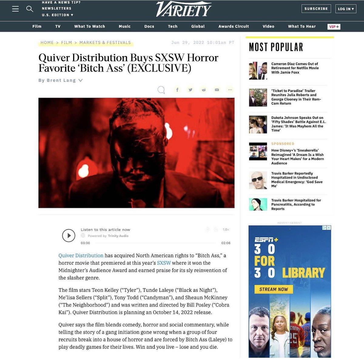 CreativeIG's tweet image. Proud of our client. What a great feature in @Variety hard work pays off! #variety #cktalentmagament