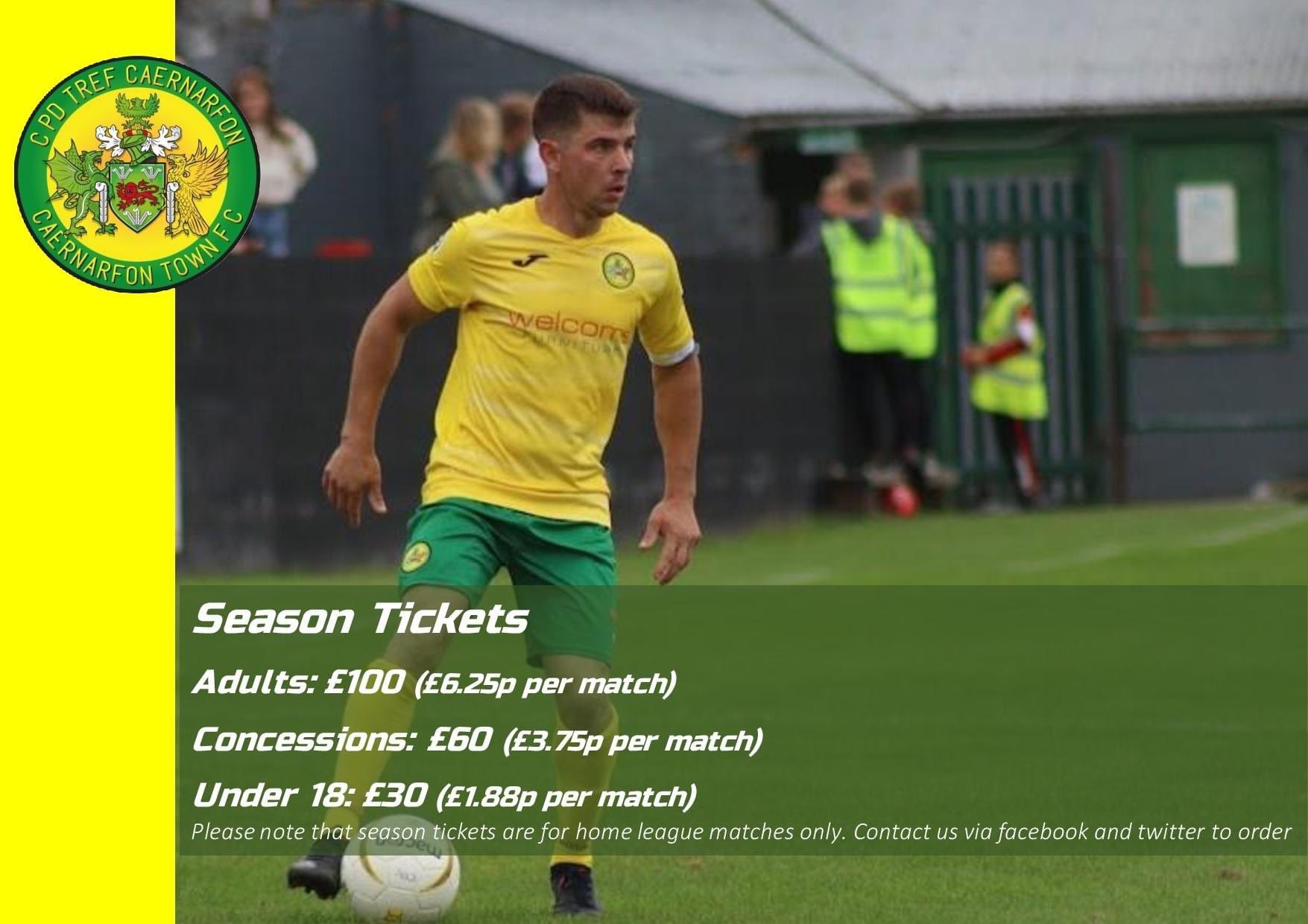 Caernarfon Town FC on Twitter "Tocynnau tymor ar werth yn yr Oval cyn ac yn ystod ein gêm gyda