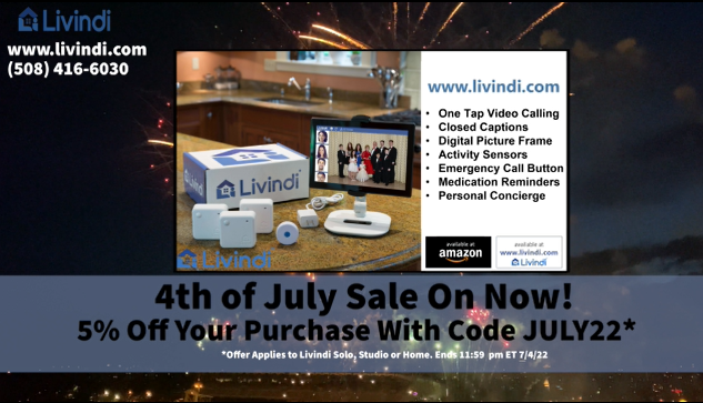 Happy 4th of July '22! Livindi supports today's older adults and their efforts to continue to live in their own homes independently! Call (508) 416-6030 livindi.com #livindi #seniorliving #caregiver #independenceday #july