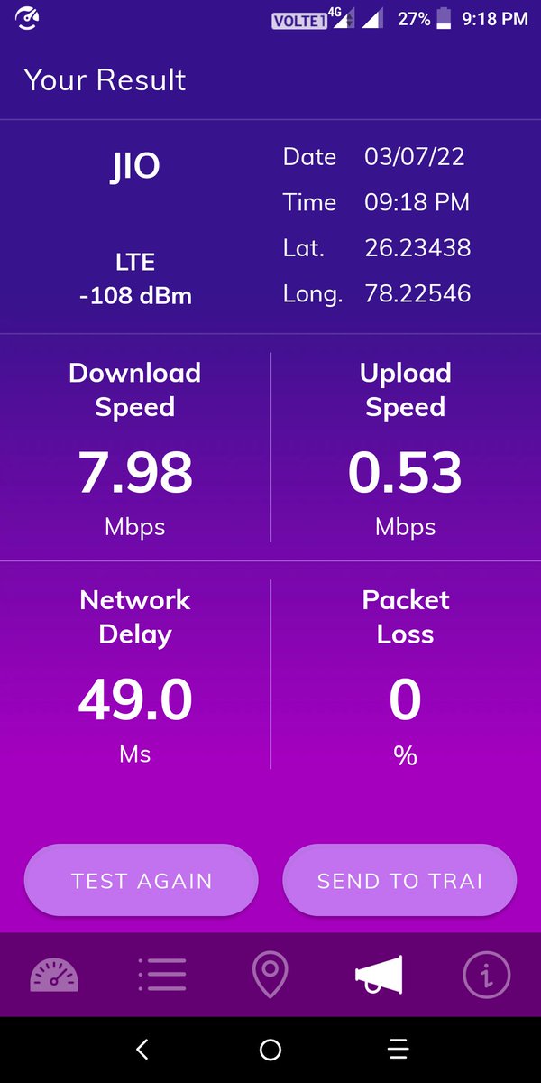 <a href="/DoT_India/">DoT India</a> <a href="/TRAI/">TRAI</a> <a href="/reliancejio/">Reliance Jio</a> <a href="/JioCare/">JioCare</a> net speed is very slow please take appropriate action against the telecom operators 
Mob 9329683993