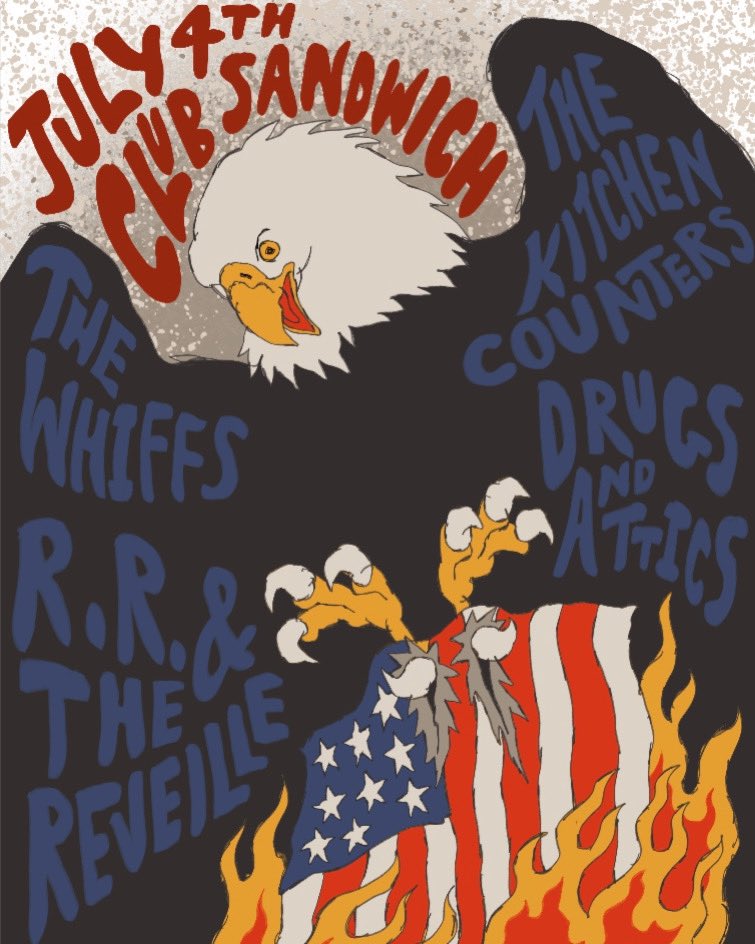 iconpl's tweet image. GUYS! my band is playing a show and look at how cool the poster my friend mary made is. i’m very content with life rn. everything is going up :)