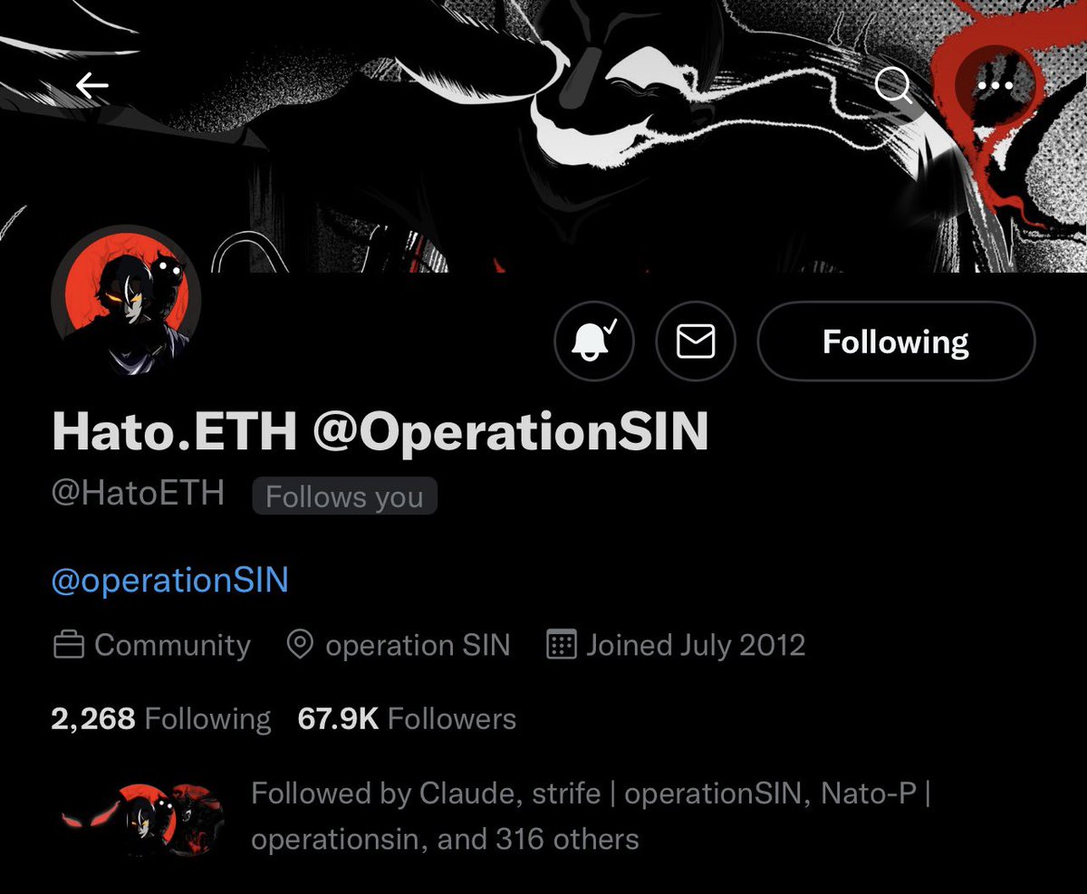 _SymphonySong's tweet photo. Finally I got followed by @HatoETH 😭, I can’ express in words the feeling of happiness but it really feels good!

I always believe #SINisWATCHING and now it happened to me! Thank you @HatoETH for making my day ❤️

I will continue journey together with @operationSIN and #SINNERS https://t.co/Kk3tUBKGzG