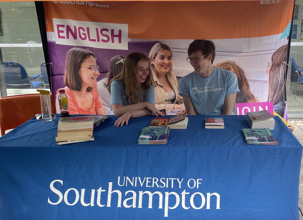 SotonEnglish's tweet photo. Day Two of our Open Days now over. Great to meet prospective students, and tell them about our modules. Especially grateful to our current students - the best ambassadors for our programme. Good luck to everyone applying to us 🤞#WeAreUoS #UoSOpenDays #UniversityOfSouthampton https://t.co/0MmFWbNDND