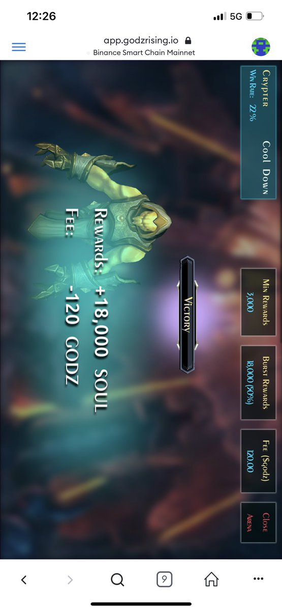 ahki_occ's tweet image. Day 4 is a good day, 3 win with 2 burst(bursting at lv5 crypter), now with 20400 soul won @CryptogodzNFTG @nickjperoni #GameFi #PlayToEarn #GodzRiseAgain to the moon 🚀🚀🚀