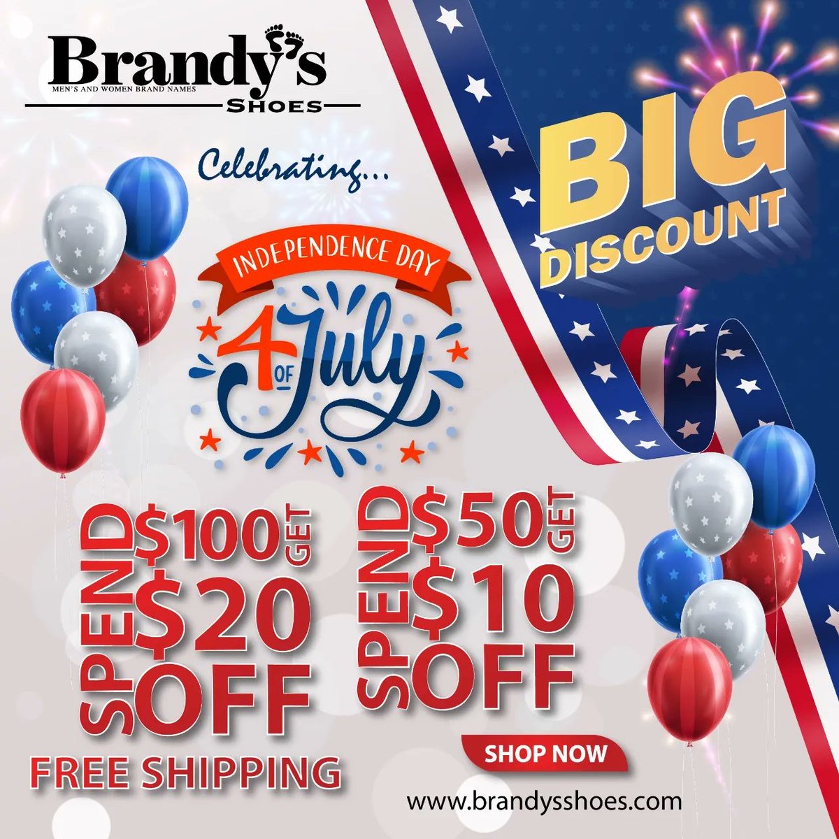 ShoesBrandy's tweet photo. Happy Independence Day

Get $20 OFF on Purchase of $100 #Brandys #Discount #IndependanceDay https://t.co/7Mbqpx6okD