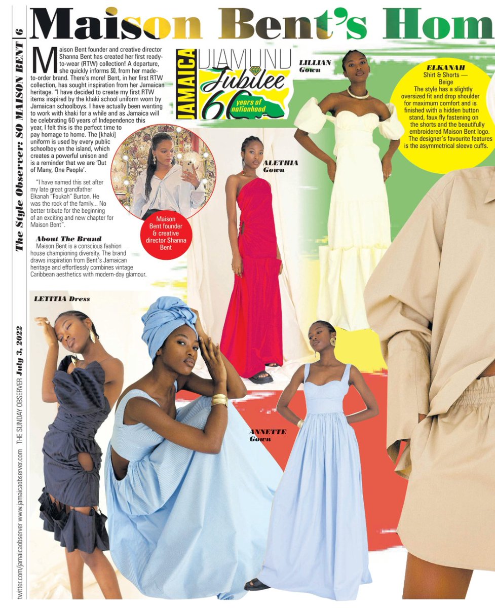 maisonbent's tweet photo. Thank you @JamaicaObserver , Style Observer for our 2nd cover and 3 page spread! Available at Jamaican newsstands today #jamaica60 https://t.co/KaemtlNkzQ