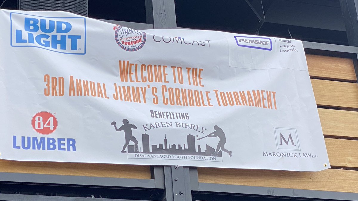 TJSmithSocial's tweet photo. More charity from @JimmysSeafood #FamousFund. The 3rd annual Cornhole Tournament raised over $2,000 for the Karen Bierly Foundation! Find out more about the foundation here:  https://t.co/B4yJWXwNmH https://t.co/gXlQN9rYns
