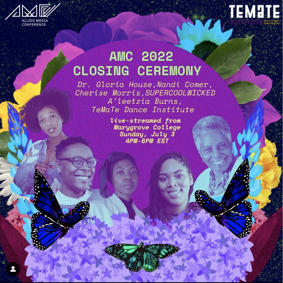 🦋🌻#AMC2022 Closing Ceremony is starting soon!
4pm-6pm EST 🦋🌻
Featuring: <a href="/_cherisemorris_/">Cherise Morris</a>, <a href="/nandicomer/">Nandi Comer</a>, <a href="/supercoolwicked/">TyeZillions</a>, Dr. Gloria House, A’leetzia Burns, and TeMaTe Dance Institute