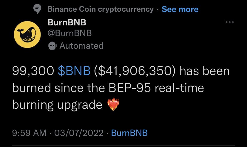 Reasons why I keep reminding y’all to have at least 1BNB in your wallets.  BEP95 is not even playing !!!!

#BNB #WKC #Binance