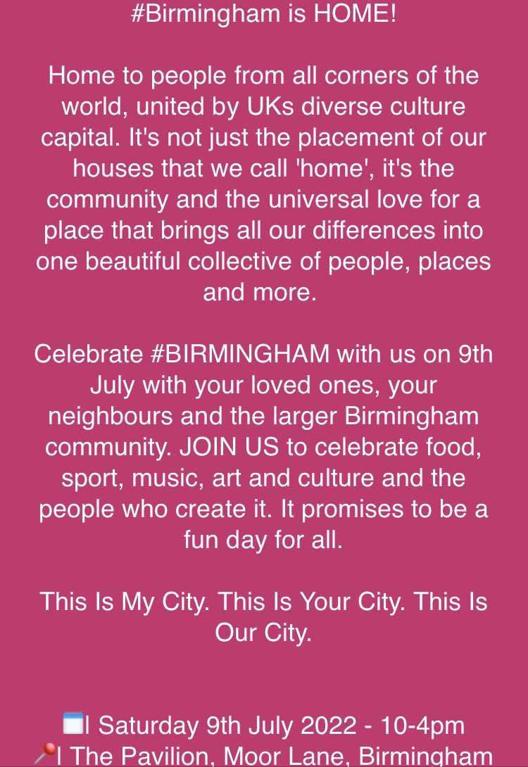 Some fantastic events coming up this week! The <a href="/thisismycityuk/">This Is My City</a> Sports &amp; Cultural Festival and the <a href="/QOCommonwealth/">Queens Of The Commonwealth</a> premiere. If you’re in #Birmingham come and celebrate with us. #BrumHour