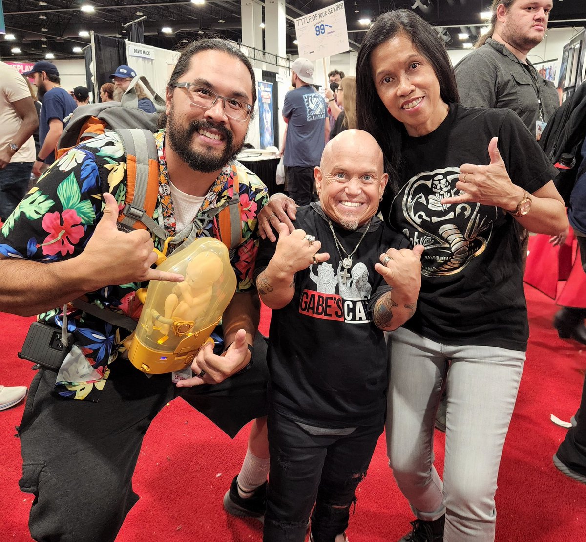 I went to @fanexpodenver yesterday with my son, Blaze, and met @WilliamZabka a.k.a. 'Johnny Lawrence' from The Karate Kid & Cobra Kai (on @netflix) and @MartinKlebba a.k.a. 'Marty' on Pirates of the Caribbean. 🥰 What an Awesome Day! 🤙🏽 #fanexpodenver #NoMercy #williamzabka