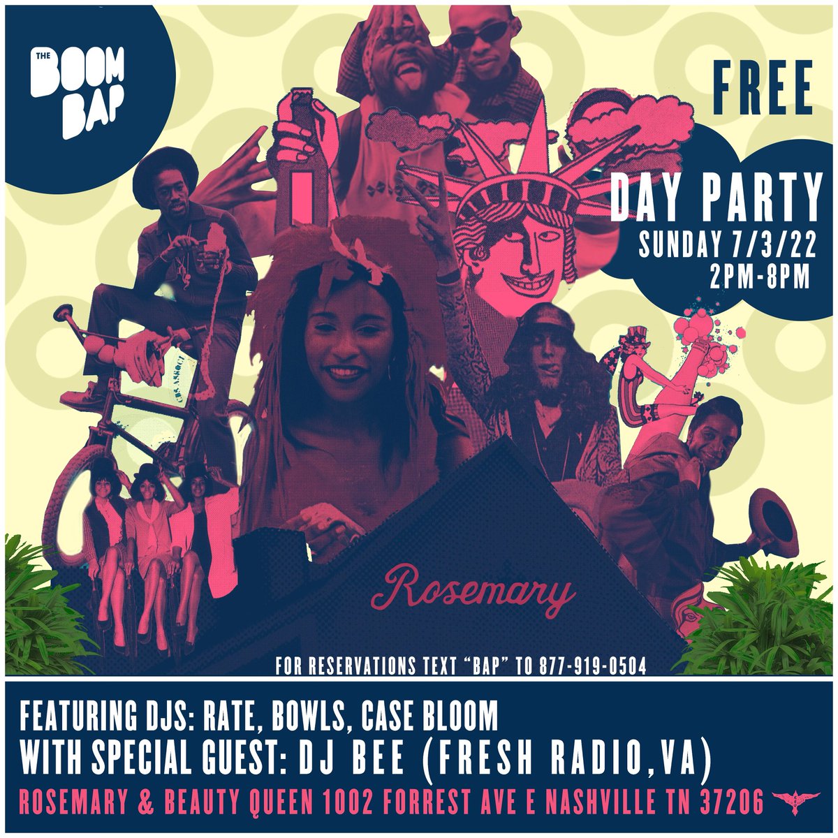 #THEBOOMBAP Day Party is today at <a href="/RBQNashville/">Rosemary BeautyQueen</a> from 2-8pm featuring special guest <a href="/beesustheDJ/">heisDJBee aka Beesus</a>! Admission is FREE!