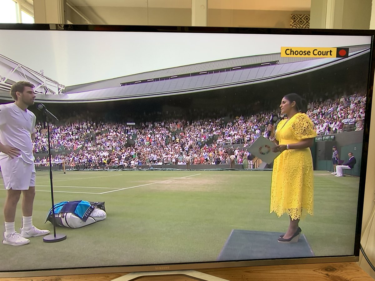 sheephead1's tweet photo. @neworder Is the interviewer at Wimbledon going to get Cameron Norrie to sign her copy of Power, Corruption &amp; Lies? https://t.co/xTEtNMBIMg