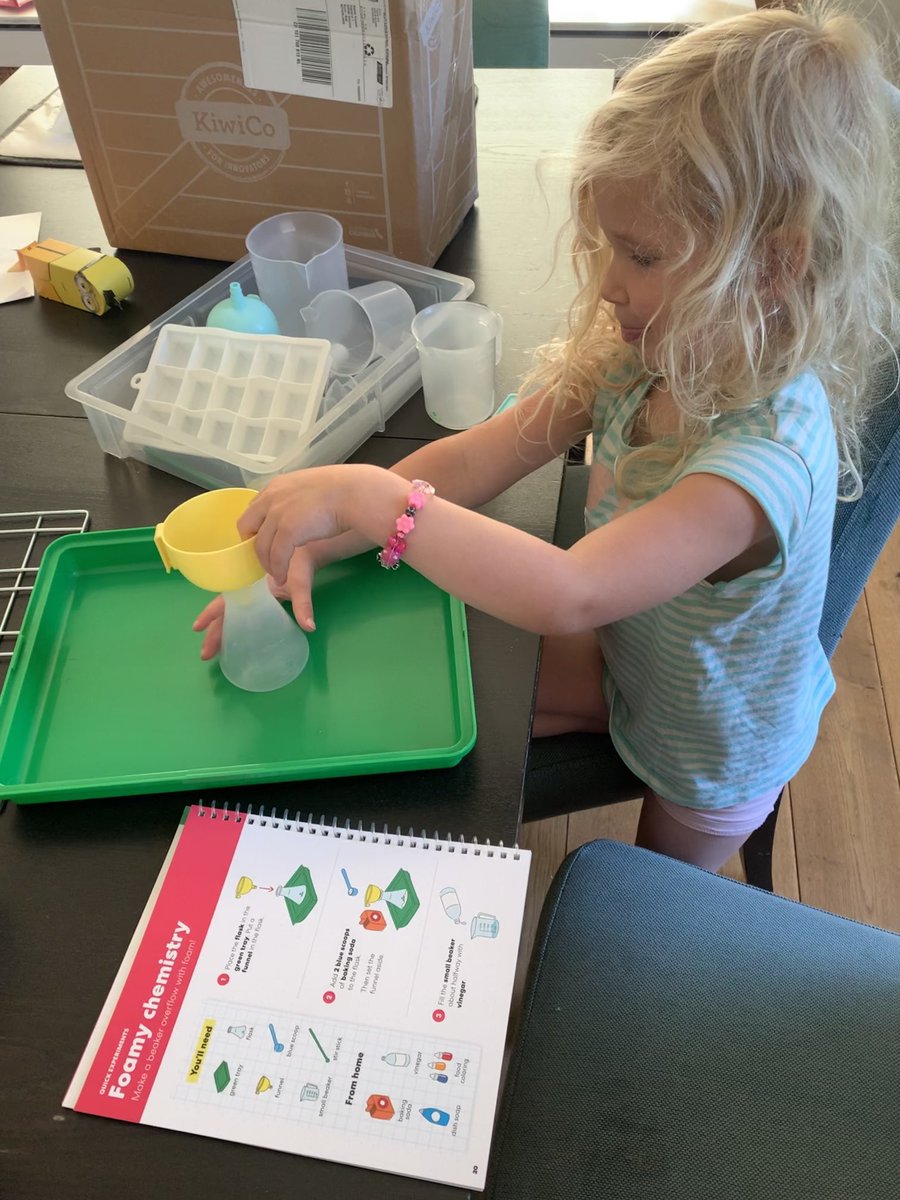 This weekend marked my daughters first chemistry experiment! ⁦<a href="/kiwico_inc/">KiwiCo</a>⁩ #stem #youngscientist