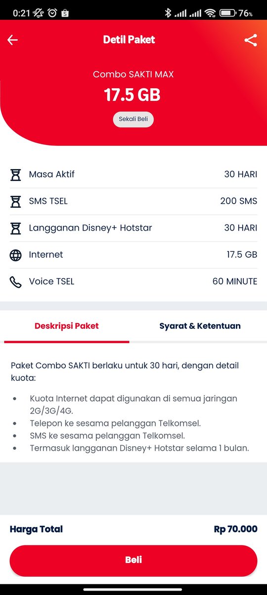 shahnank's tweet photo. @Telkomsel ini gimana ya ? Combo sakti ditulis harganya 64 ribu, tapi pas mau dibeli kok jadi 70 ribu ya? Apa buat tambahan bonus direksi ya ini ? https://t.co/vxoUuJgdGr