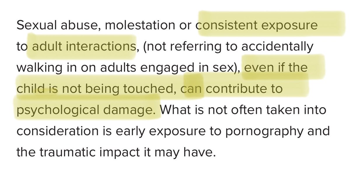 AJKayWriter's tweet photo. @LevineJonathan Kids do not have the cognitive or emotional capacity to process exposure to sexual content &amp; situations for a reason: their bodies are not ready for it.

Premature exposure to sexual content blurs the protective line between kids &amp; sex which primes them for sexual abuse. https://t.co/4MTNTZsGVY