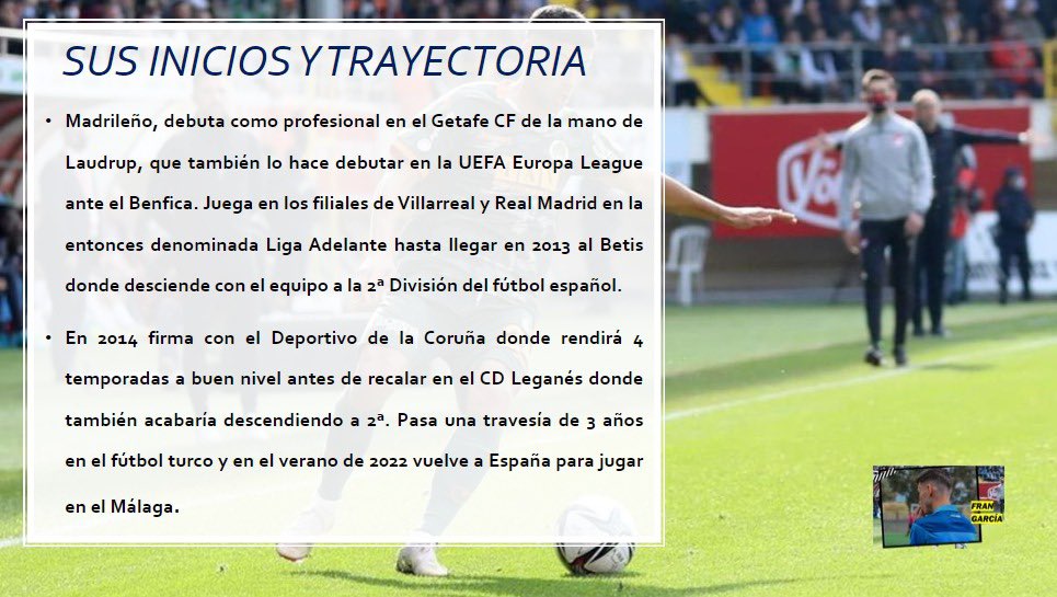 𝐉𝐔𝐀𝐍𝐅𝐑𝐀𝐍 𝐌𝐎𝐑𝐄𝐍𝐎 (33) 🇪🇸 | SUS INICIOS Y TRAYECTORIA. 

• Getafe B, Getafe, Villarreal B, Real Madrid Castilla, Deportivo de La Coruña, CD Leganés, Alanyaspor… 

(3/4)