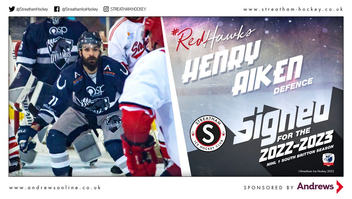 StreathamHockey's tweet photo. #weekend #Sunday #SW16🚨#signing 🚨alert. Welcome to #highroad @StreathamHockey #DMan Henry Aiken. Looking to play some of his hard style #defence for the #RedHawks 🏒🥅To read more about the #SIHC hopes &amp; comments with own &amp; loan details: https://t.co/wzMDFxMX8F https://t.co/la6qGaeh0B