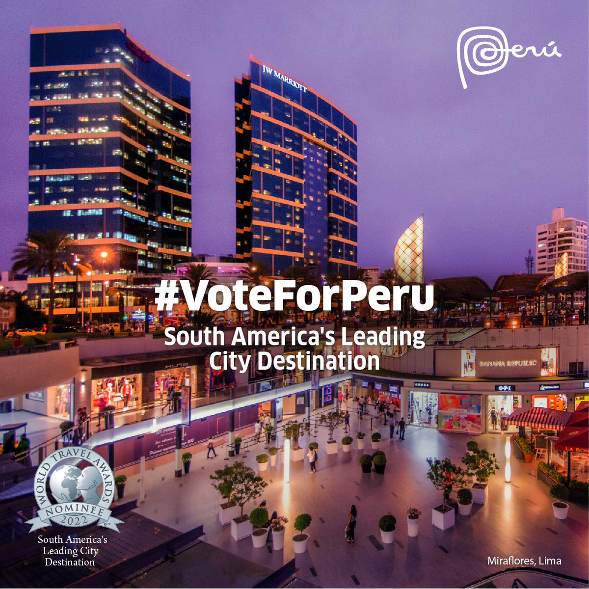 #VoteForPeru 👉 bit.ly/3Q8qBJk
Lima has been nominated as the South America’s Leading City Destination in the 29th annual World Travel Awards 2022. Let's help Lima win! 🇵🇪🙌

#MarcaPerú #WTA2022 #Lima