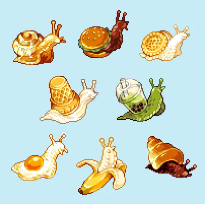 hi hi new Friends! i like to make food pixels and food+character combos :) #PixelArt #픽셀아트 