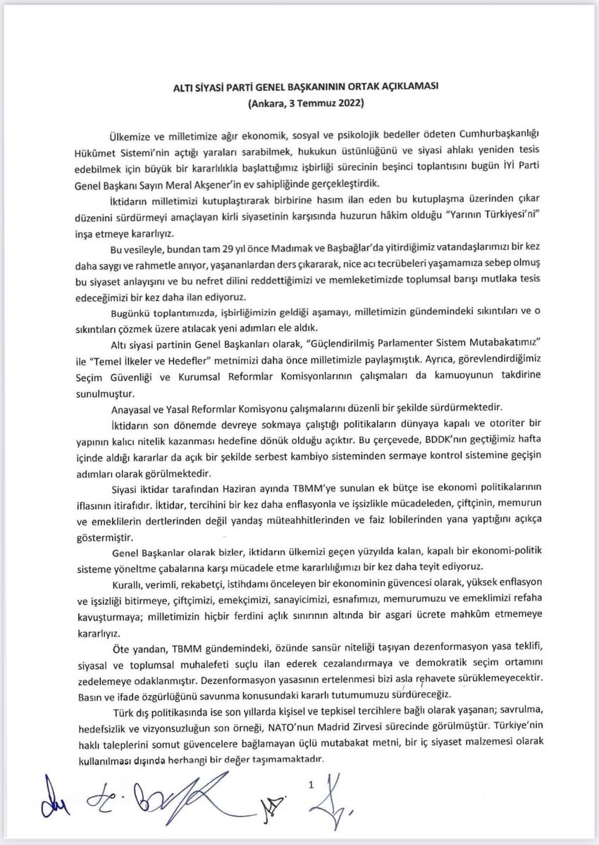 kilicdarogluk's tweet photo. Yarının Türkiye'sini inşa etmek adına bir araya geldiğimiz toplantı için, başta ev sahipliği yapan Sn @meral_aksener olmak üzere, tüm genel başkanlara teşekkür ederim. Tarihin bize yüklediği sorumluluğun farkındayız ve de kararlıyız; bu düzen değişecek, ülkemiz huzura kavuşacak! https://t.co/5528dnXO9h