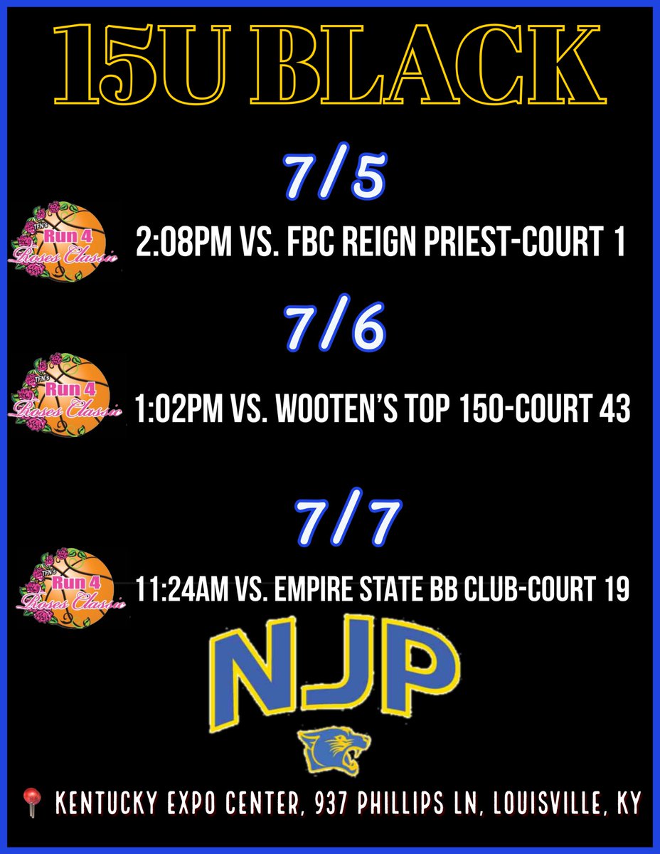 nj_panthers's tweet photo. Run4theRoses, KY READY!!!!!! Panther takeover starting tomorrow! Come to our courts to #EARNIT with us! 💛💙🐾 👀 https://t.co/TZtHFPGaZL