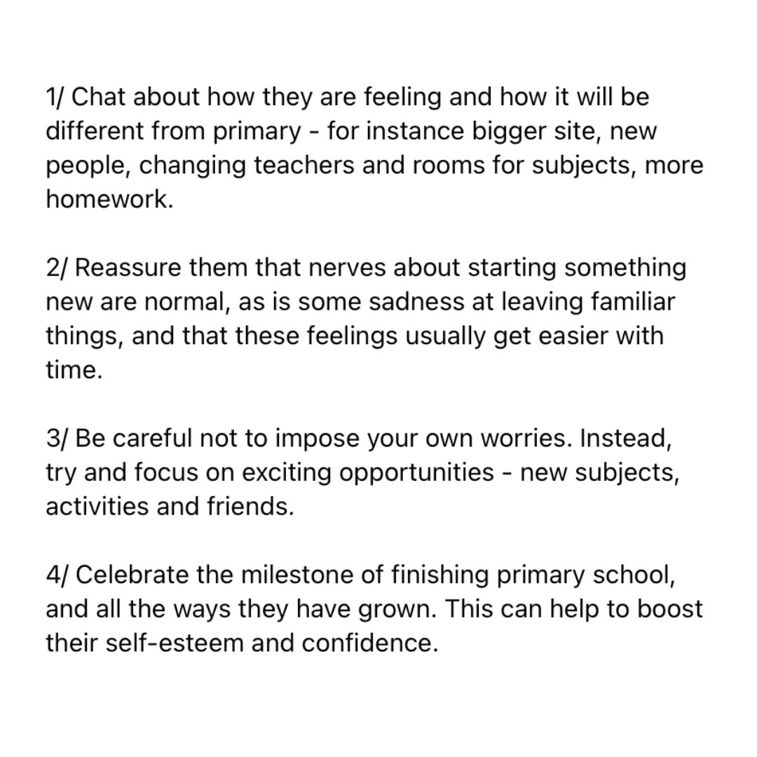 If your child is about to move from primary to secondary school, make some time to talk to them about it. Here are some tips on how to ease any worries or anxiety they might have.