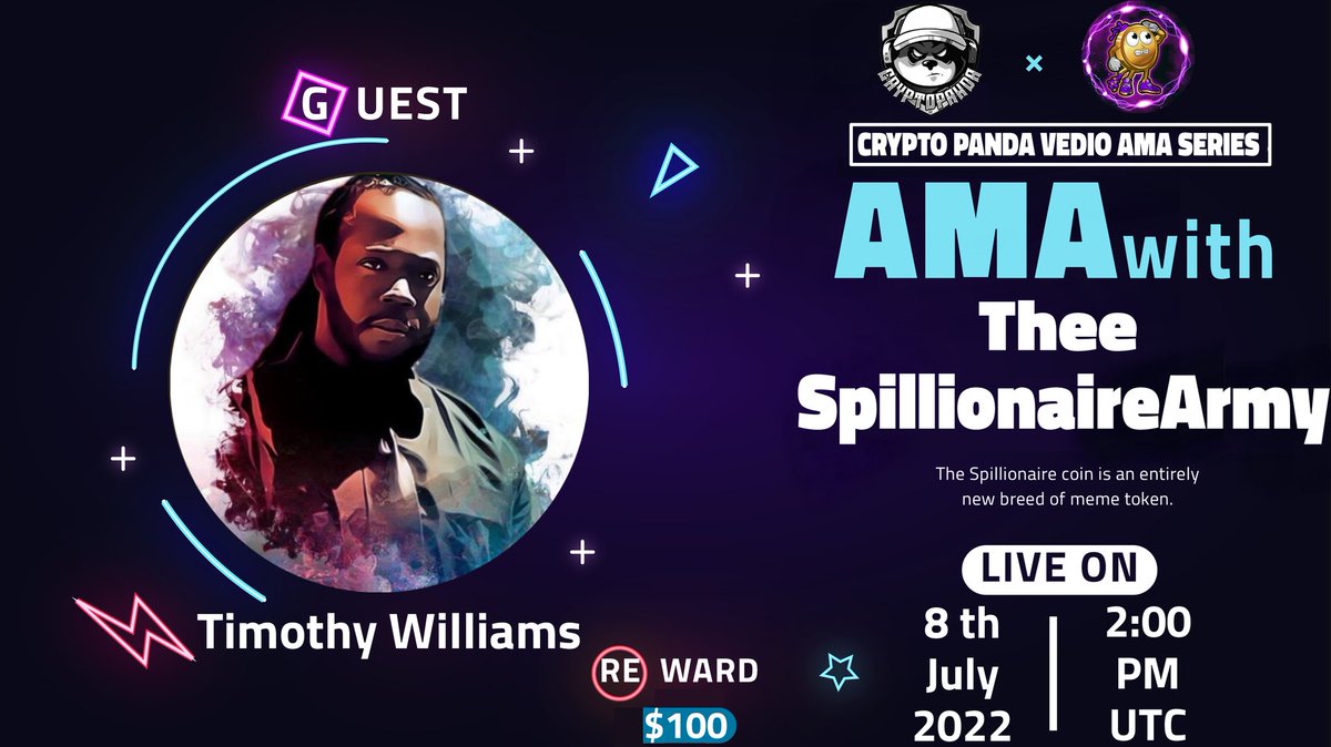 🎙️We're pleased to announce our next VEDIO #AMA with be Thee SpillionarieArmy on 8 th July  ,2022 at 2 pM UTC.
💰Rewards Pool: 100$

🏠Venue : t.me/cryptopandaglo…

〽️Rules:
1⃣ Follow: @panda_airdrop24 &amp; <a href="/spillionaireup/">Spillionaire Coin</a>

2⃣ Must Like,  RT &amp; Comment Your Unlimited Questions