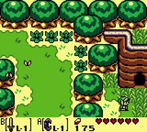 <a href="/bombsfall/">Chambraigne Socialist</a> Link's Awakening generously employs one of the oldest tricks in the book, which I often forget about: "oh what is THAT and how do i get to it?"

it's so simple, but such a very efficient and effective way to get the player to want to do more of what the game is all about: explore