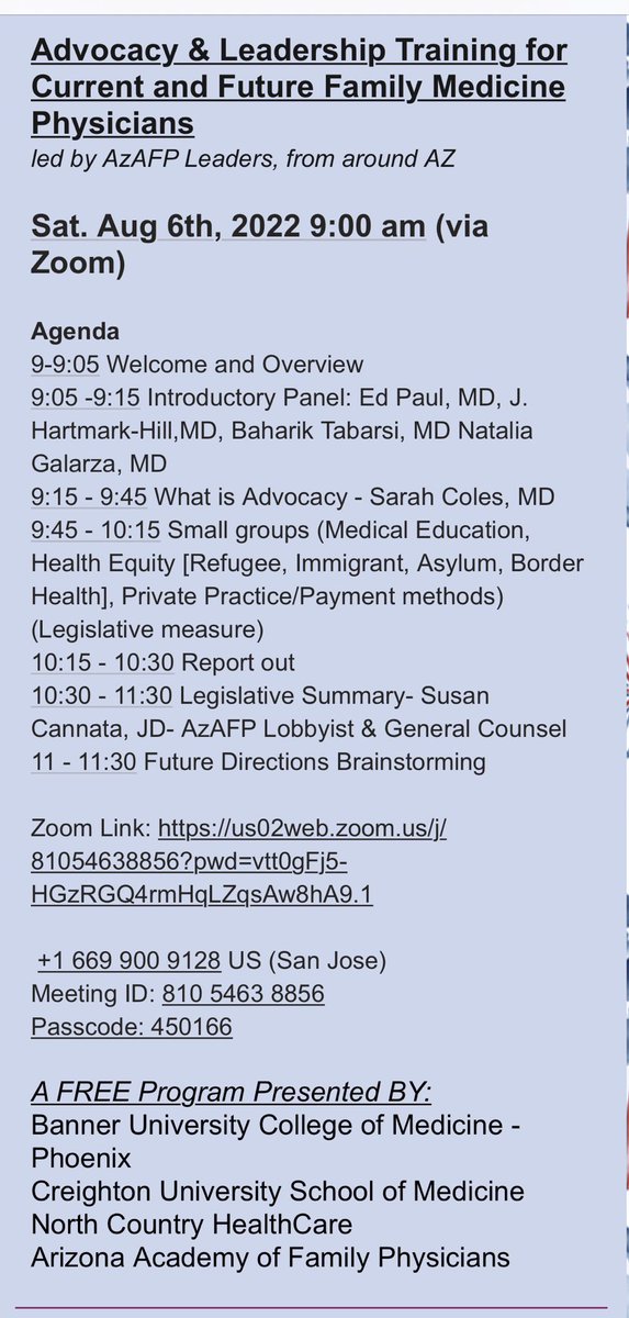 Now, more than ever, physicians need to advocate for our patients. Honored to be presenting a session on patient advocacy alongside ⁦@DrJenHH⁩ ⁦@vrk_g⁩ ⁦@sarahmwc⁩ ⁦@DrPaul_FMAZ⁩. Open to students and residents. ⁦@AzAFP⁩ #FMRevolution
