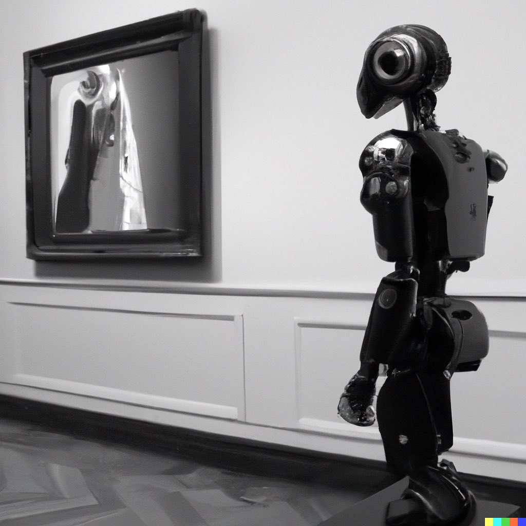 CCTV footage of a robot admiring art #dalle #dalle2
