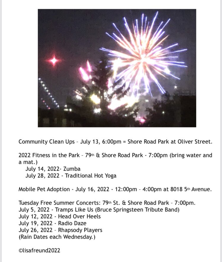RidgeReporter's tweet image. Details of July 2022 Bay Ridge Events.