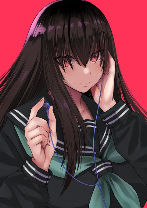 イヤホンをシェアしてくれる黒先輩 
