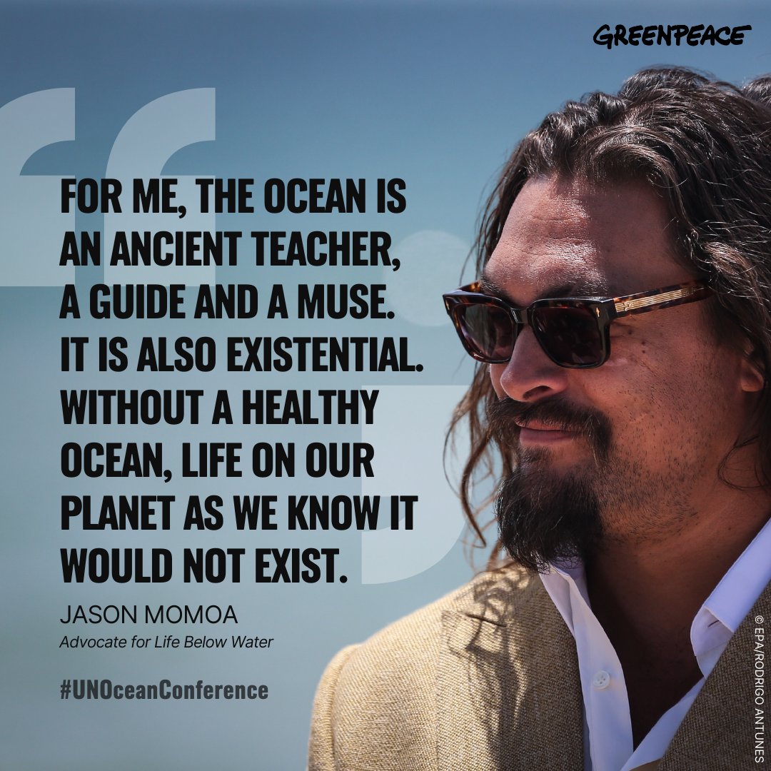 A fitting message from the UN's newly designated Advocate for Below Water as we head into this week's Pacific Island Forum (PIF). 💙🙏

#JasonMomoa #GreenpeaceAP #UNOceanConference