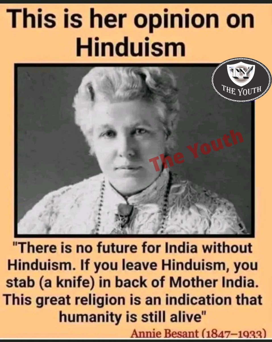 TheYouth2u's tweet photo. Remember the words of Annie Besant on Hinduism. 
#Ayodhya
#ArrestLeenaManimekalai
#ArrestTasleemRahmani https://t.co/qdFJ2FmaqZ