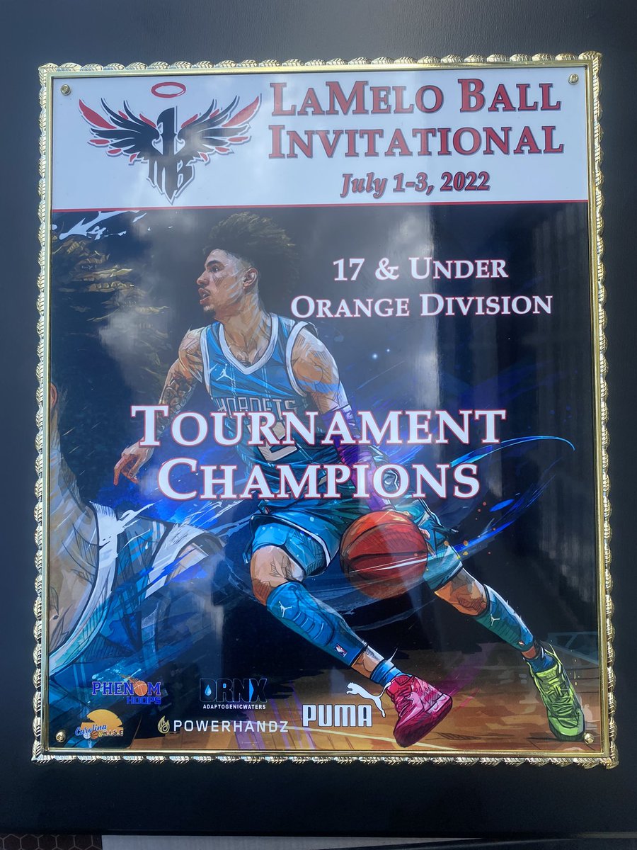 Lamelo Ball invitational champs 17under division with a comeback win in the second half over riptide sc 70-56. Congratulations boys!!! Ready for live period starting Wednesday! Will Brooks MVP of the weekend!!
