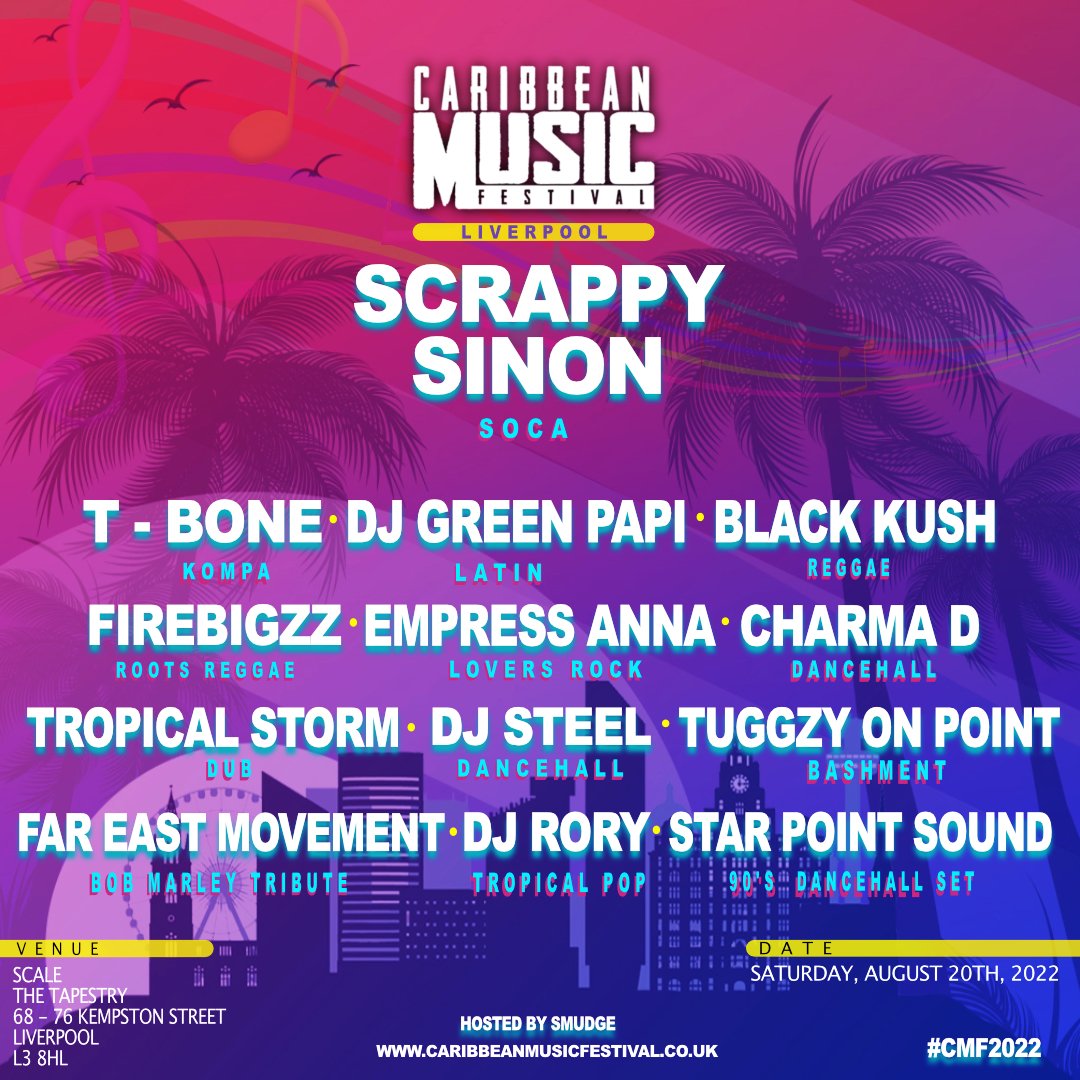 And the line up is out and ready to go. Tickets are now available on caribbeanmusicfestival.co.uk